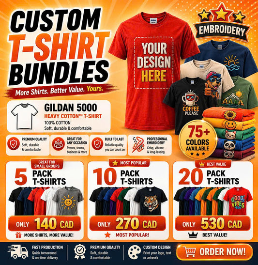 CUSTOM T-SHIRT BUNDLES - EMBROIDERY