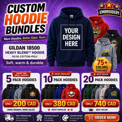 CUSTOM HOODIE BUNDLES - EMBROIDERY
