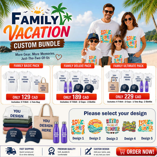 Family Vacation Custom Bundle – Custom Printed T-Shirts & Accessories