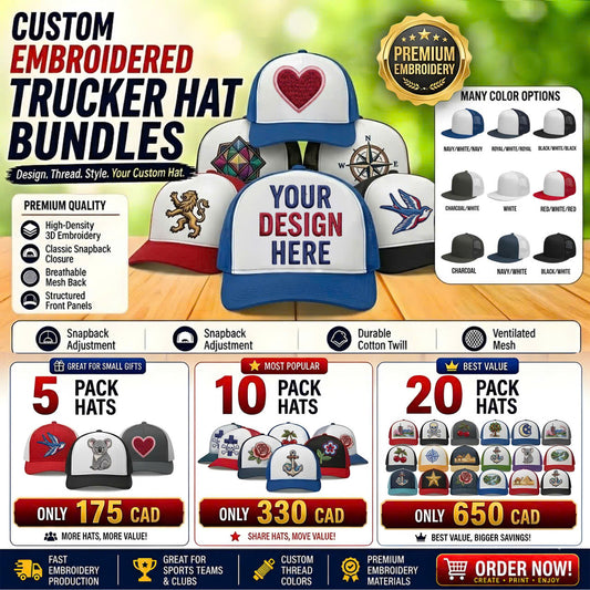 CUSTOM EMBROIDERED TRUCKER HAT BUNDLES