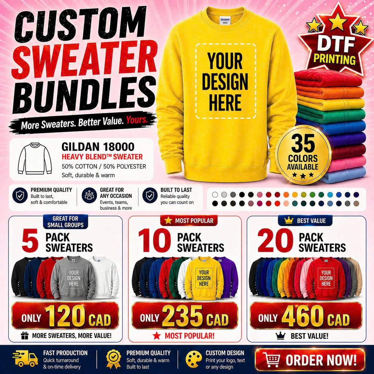 CUSTOM SWEATER BUNDLES - Gildan 18000